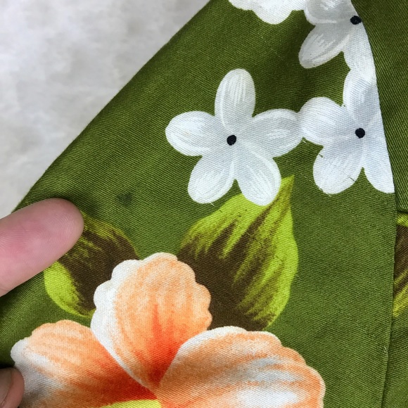 Vtg Ui-Maikai Green Hawaiian Floral Dress M *Read - Picture 8 of 8